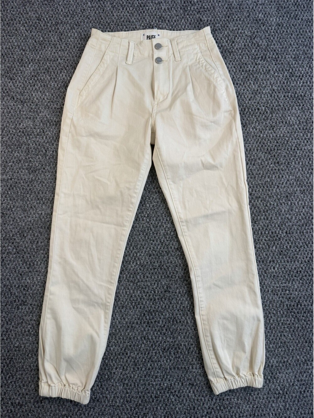 PAIGE Womens Size 24 Ivory Jogger Pants NWOT High Rise Elastic Cuff